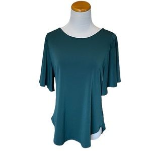 Green Envelope Flutter Sleeve Top - Sz M